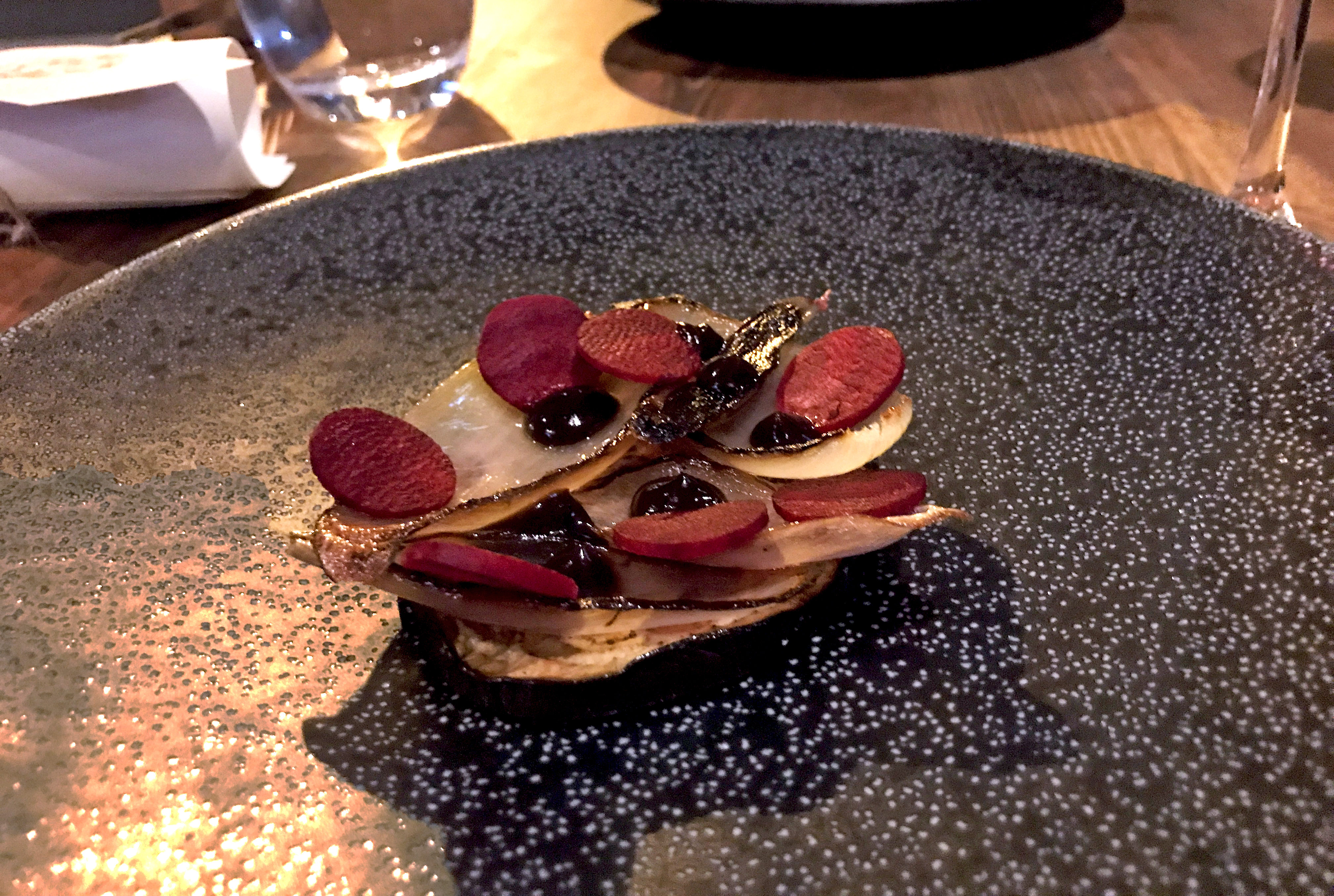 Aubergine, beetroot and shallot