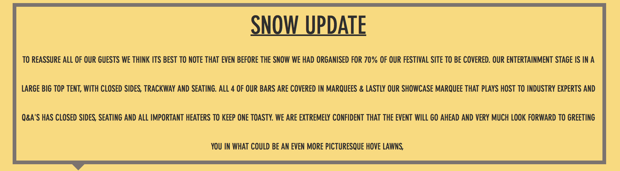 A snow update ahead of the event