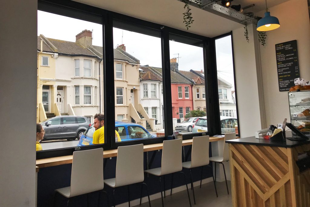 Interior view of the front window