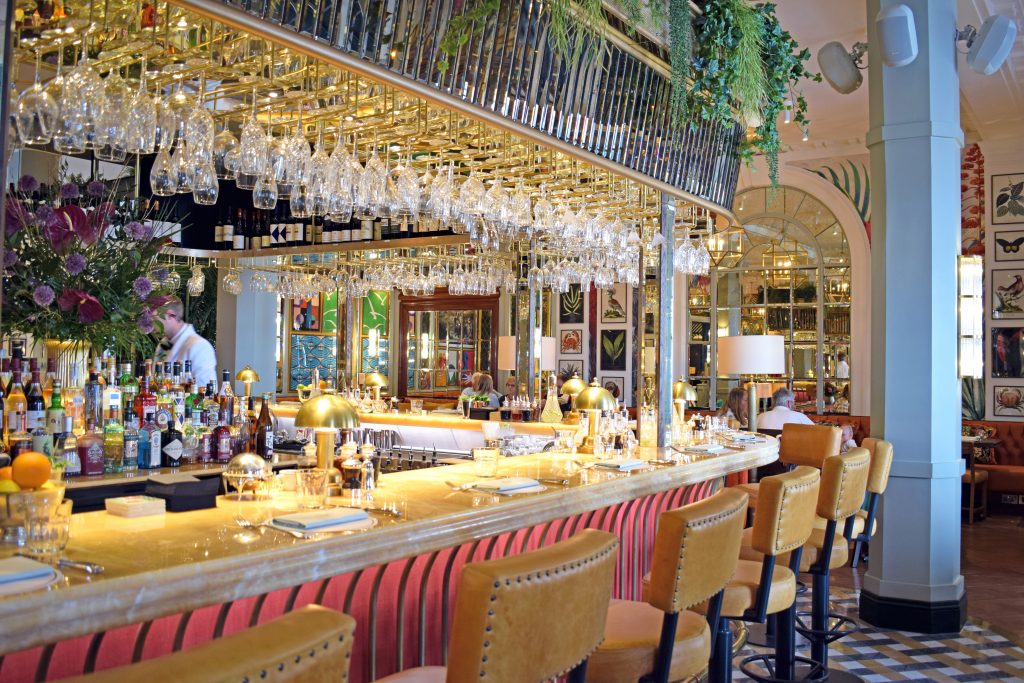 The glistening bar is the centrepiece of the restaurant