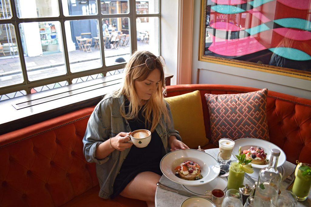 Me, sitting down to breakfast at The Ivy